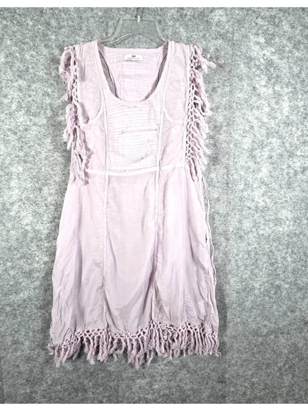 Day Women's Sleeveless Tunic Mini Dress Lavender Size L Boho Lagen look Fairy co